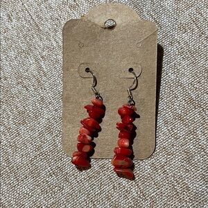 Handmade Red stone Dangle Earrings